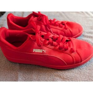 Puma Men's Smash Buck Mono Red Colorway Leather Lace Up Sneakers Size US 10.5